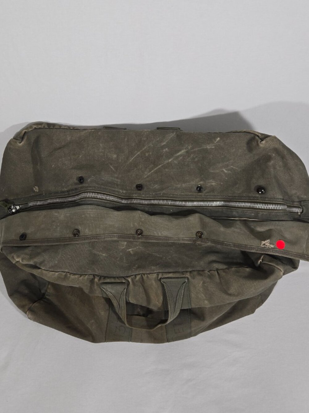 U.S.A. ORIGINAL Vintage 30s 40s Army Military SAGE CANVAS Duffel BAG Sz.33x18x15 - Picture 13 of 17